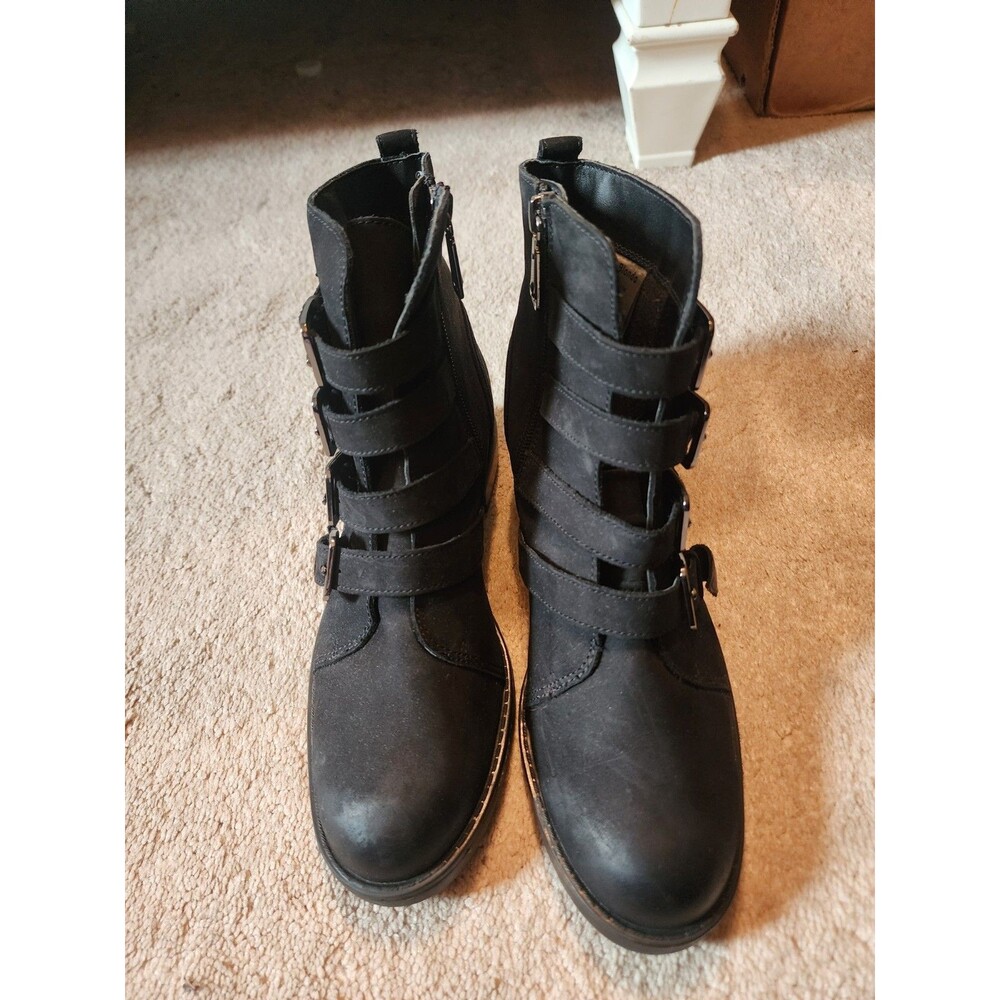 Blondo Womens Boots Elana Black Nubuck Suede Leather Ankle Straps Size  6.5NWOB